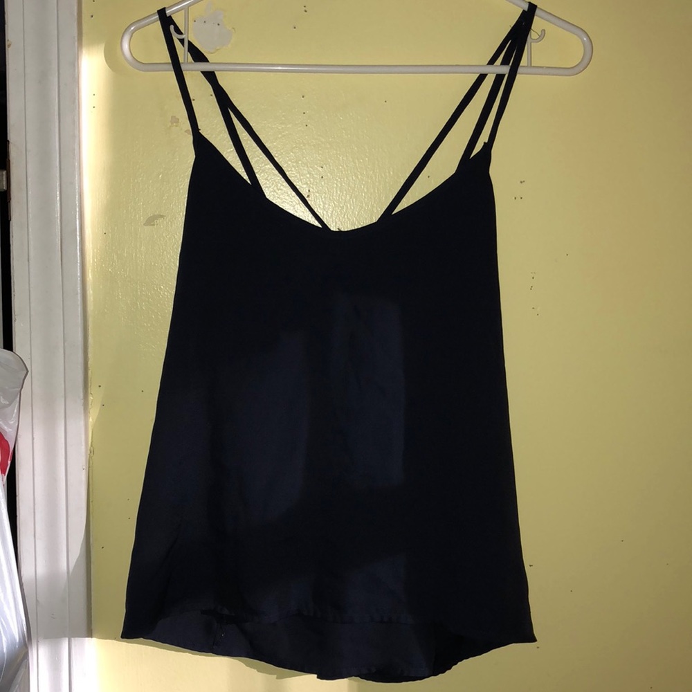 blue, flowy tank.